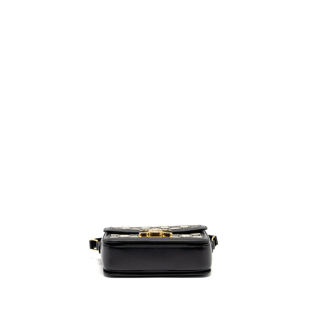 CELINE TEEN TRIOMPHE BAG TRIOMPHE CANVAS/CALFSKIN BLACK/WHITE GHW