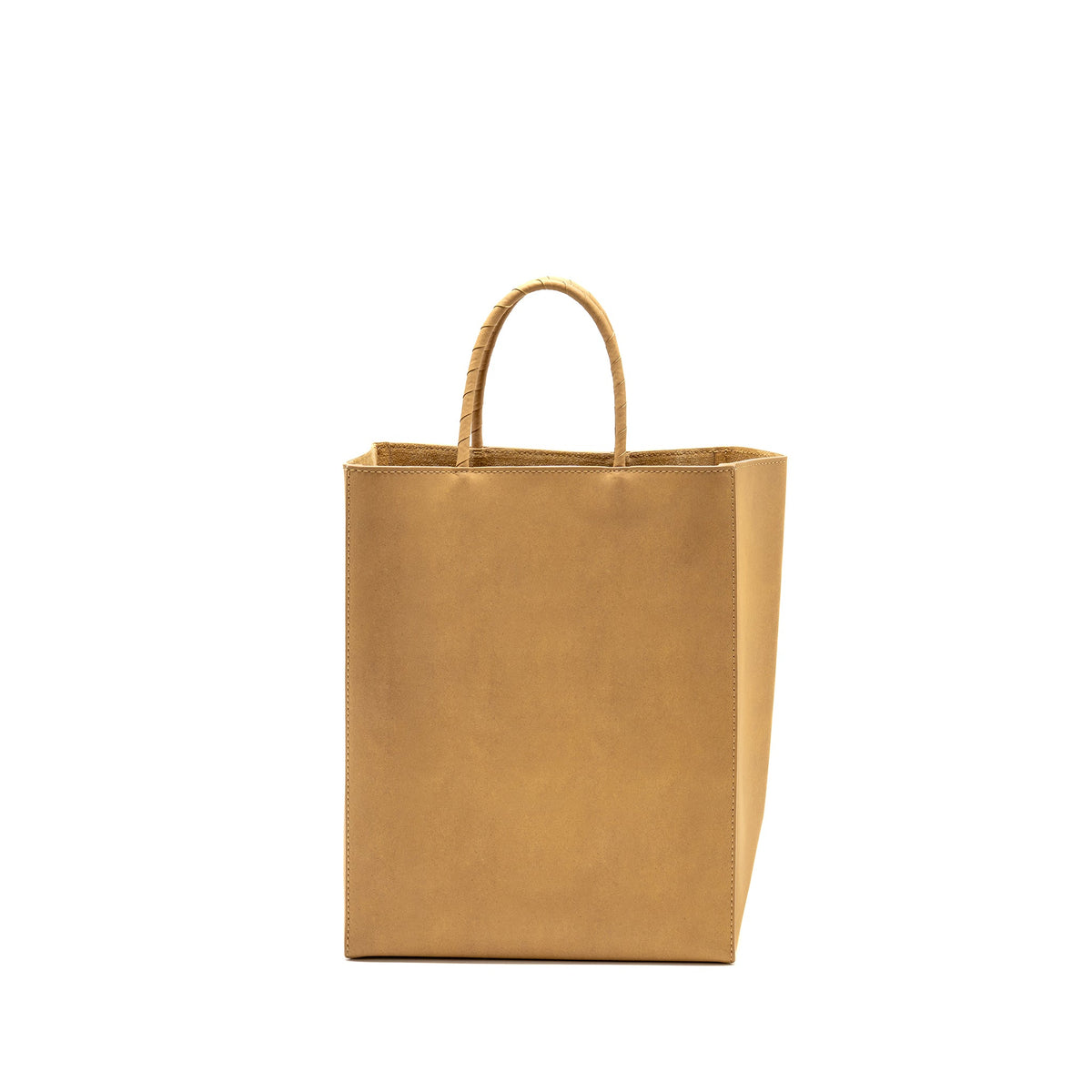 Bottega Veneta Small Raw Paper Leather Tote Bag Calfskin Kraft Beige