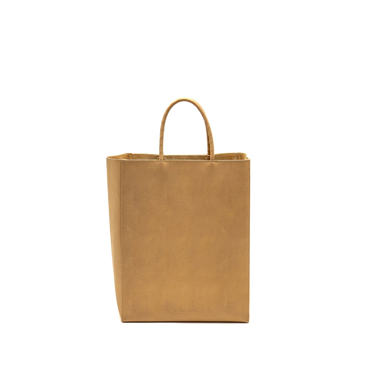Bottega Veneta Small Raw Paper Leather Tote Bag Calfskin Kraft Beige