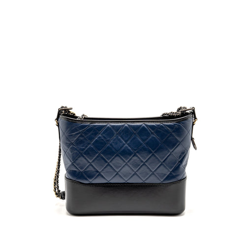 Chanel Large Gabrielle hobo bag calfskin blue / black multicolor hardware