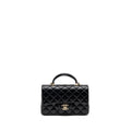 CHANEL TOP HANDLE MINI RECTANGULAR FLAP BAG LAMBSKIN BLACK LGHW (MICROCHIP)