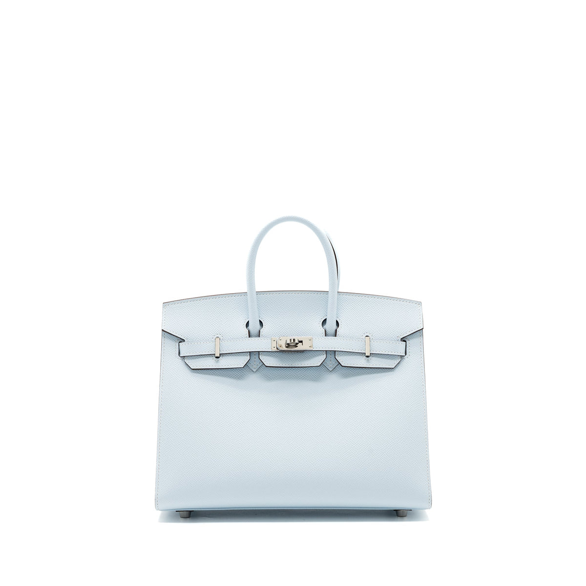 Hermes Birkin 25 Epsom Blue Brume SHW With An Extra Hermes Twilly