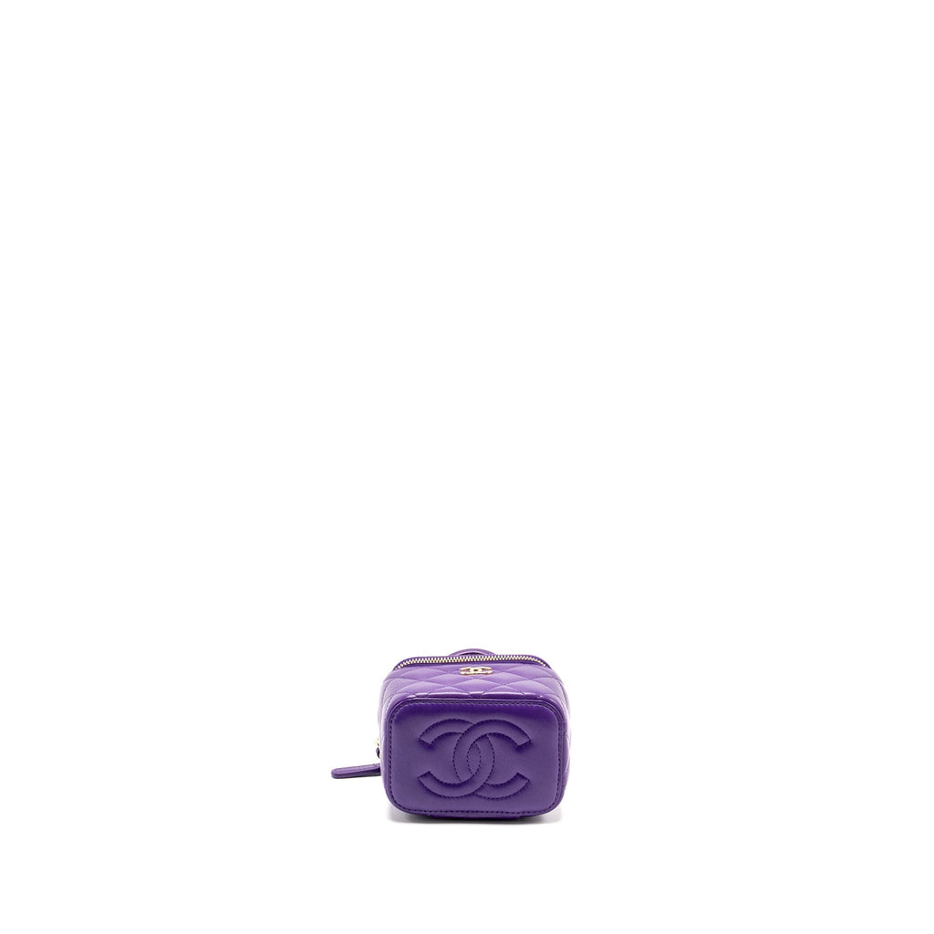 CHANEL 22A MINI VANITY CASE LAMBSKIN PURPLE LGHW (MICROCHIP)