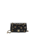 CHANEL MEDALLION QUILTED FLAP BAG AGED CALFSKIN BLACK MULTICOLOUR HARDWARE