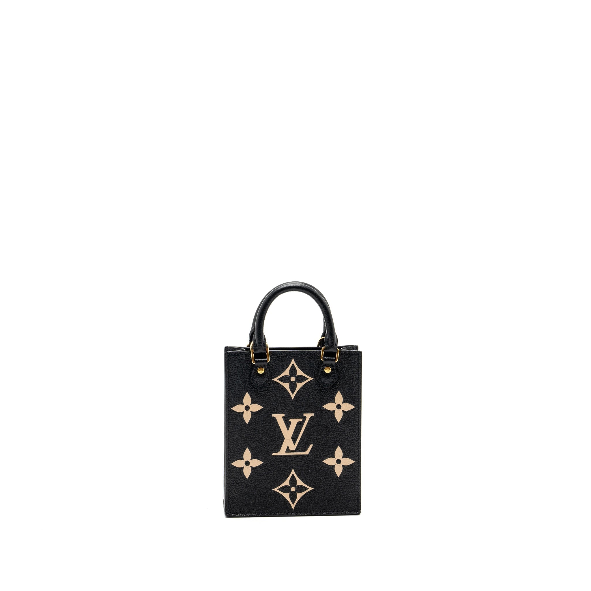 LOUIS VUITTON PETIT SAC PLAT MONOGRAM EMPREINTE CALFSKIN BLACK GHW (NEW VERSION)