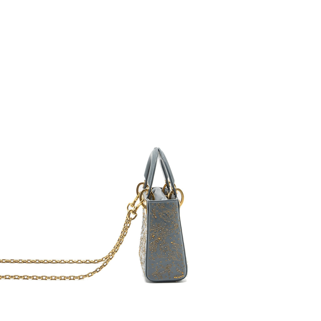 DIOR MINI LADY DIOR LIMITED EDITION LAMBSKIN GREY GHW