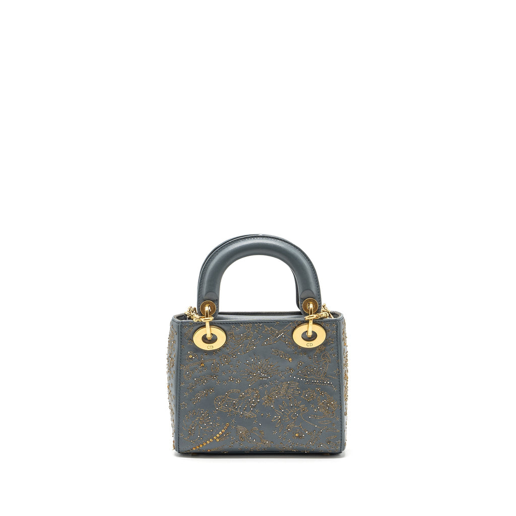 DIOR MINI LADY DIOR LIMITED EDITION LAMBSKIN GREY GHW