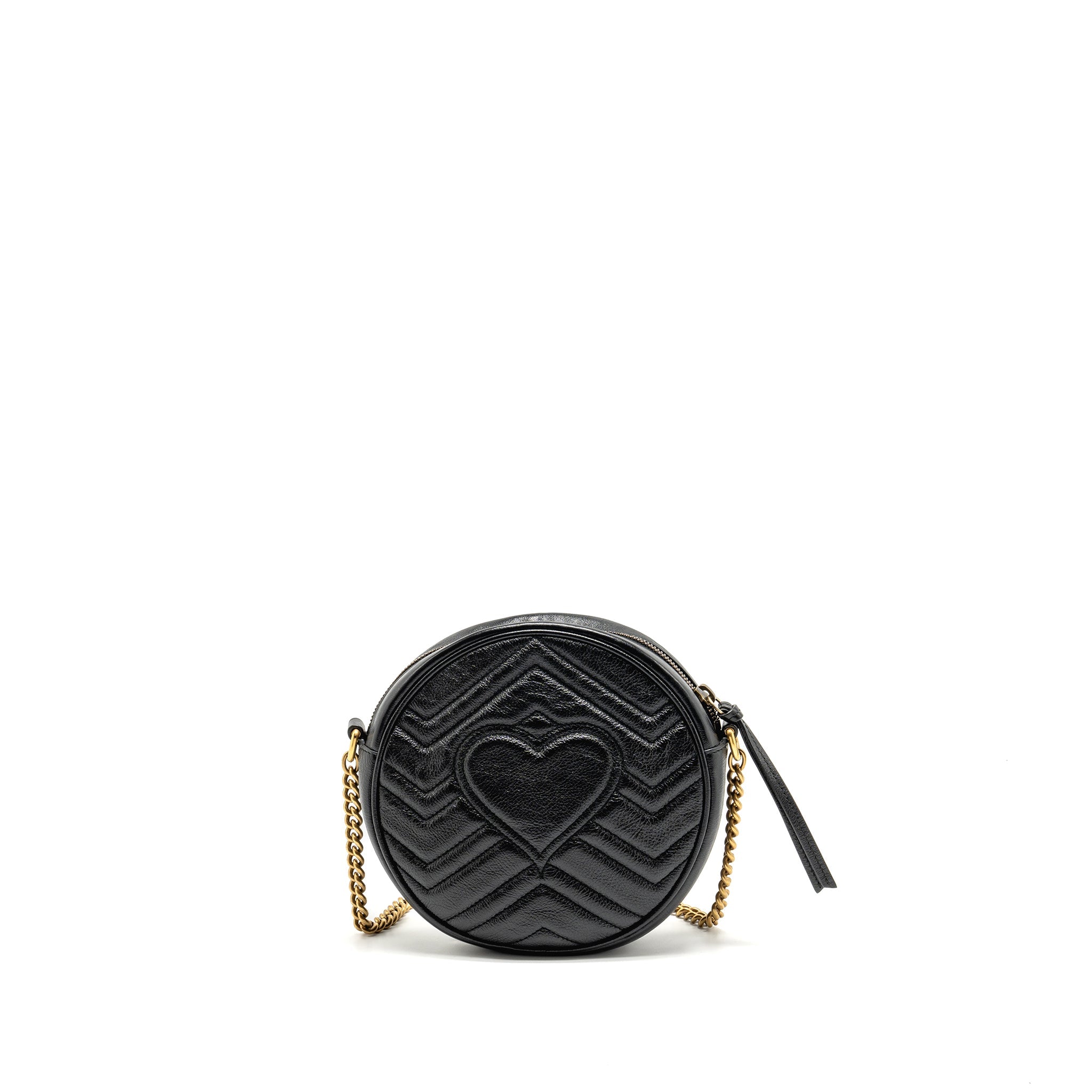 GUCCI GG MARMONT ROUND CROSSBODY BAG CALFSKIN BLACK GHW