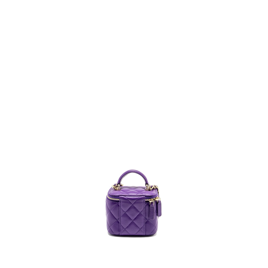 CHANEL 22A MINI VANITY CASE LAMBSKIN PURPLE LGHW (MICROCHIP)