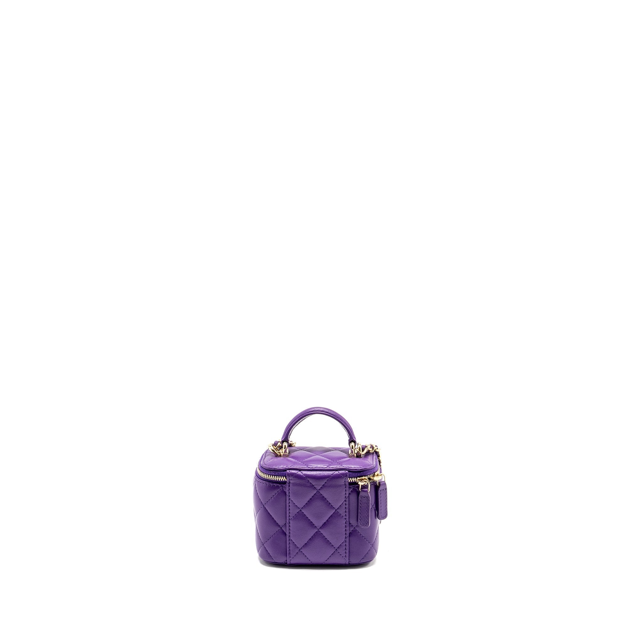CHANEL 22A MINI VANITY CASE LAMBSKIN PURPLE LGHW (MICROCHIP)