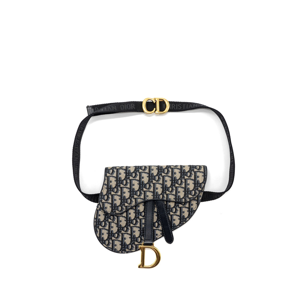 DIOR SADDLE BELT BAG BLUE DIOR OBLIQUE JACQUARD GHW