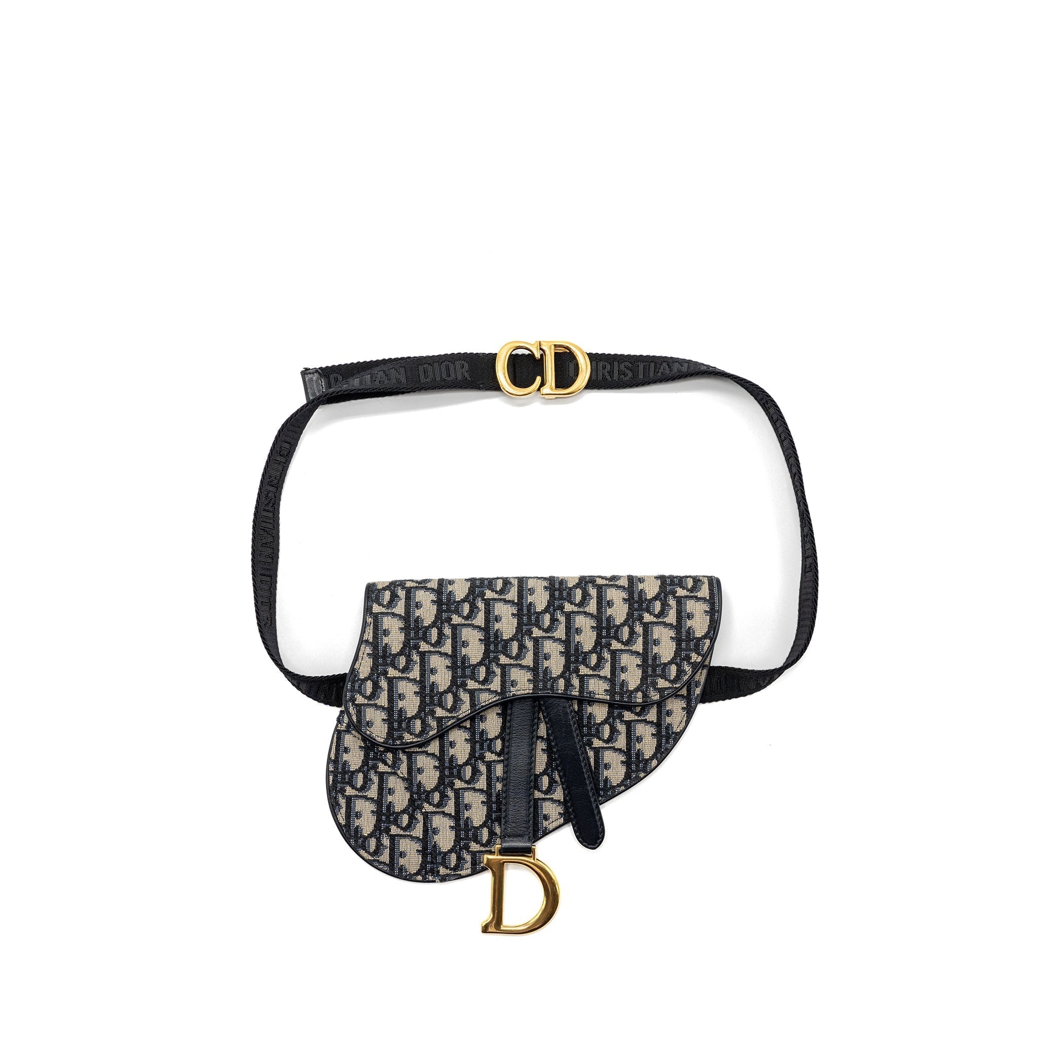 DIOR SADDLE BELT BAG BLUE DIOR OBLIQUE JACQUARD GHW