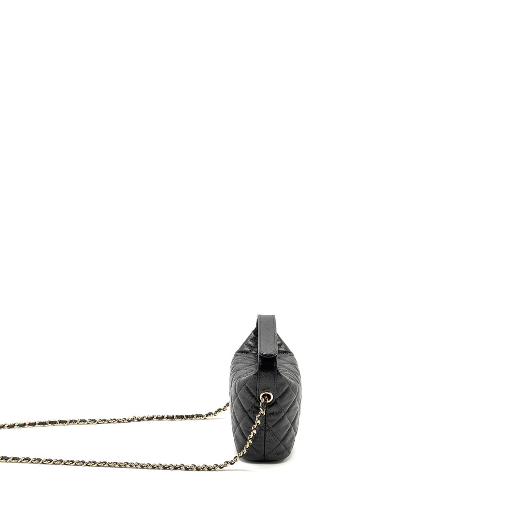 CHANEL 25C QUILTED HOBO BAG CAVIAR BLACK LGHW (MICROCHIP)