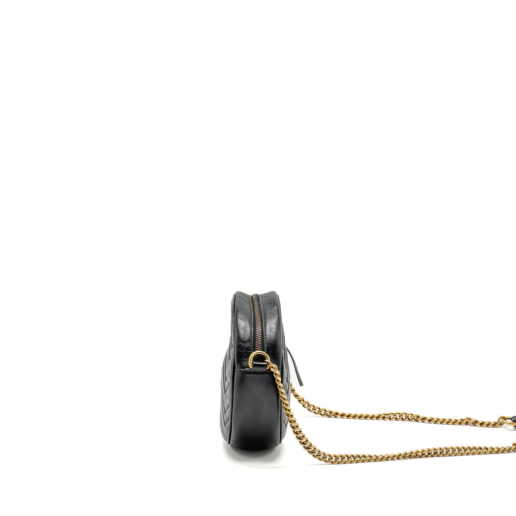 GUCCI GG MARMONT ROUND CROSSBODY BAG CALFSKIN BLACK GHW