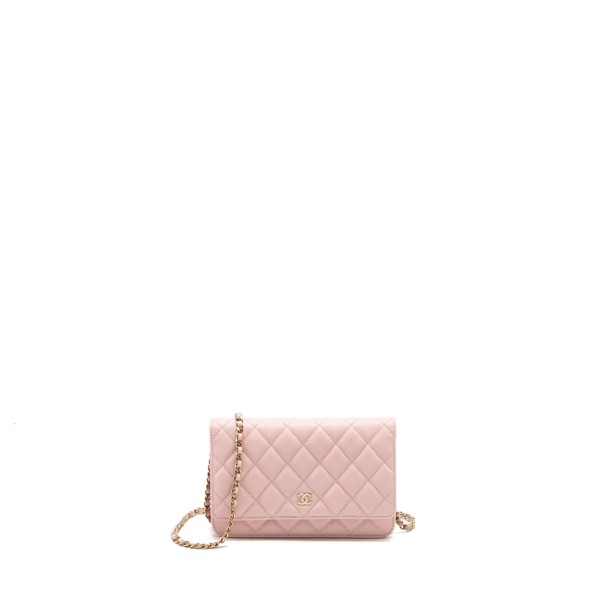 CHANEL CLASSIC WALLET ON CHAIN CAVIAR LIGHT PINK LGHW(MICROCHIP)