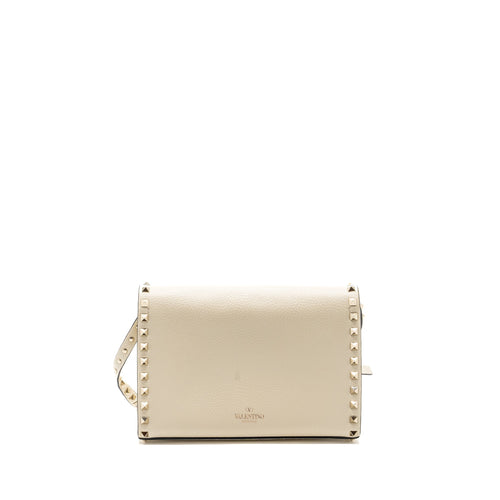 VALENTINO SMALL ROCKSTUD CROSSBODY BAG GRAINED CALFSKIN LIGHT IVORY LGHW