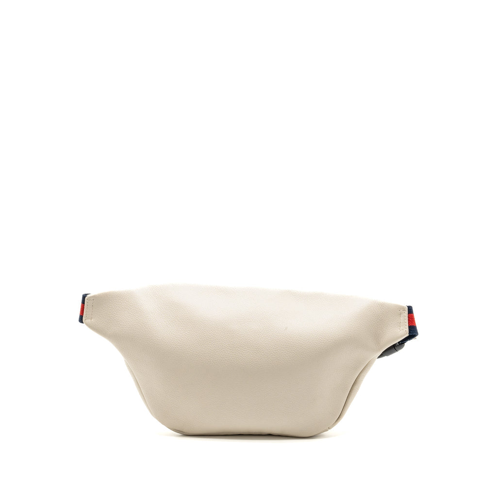 GUCCI LOGO PRINT BELT BAG CALFSKIN WHITE GHW