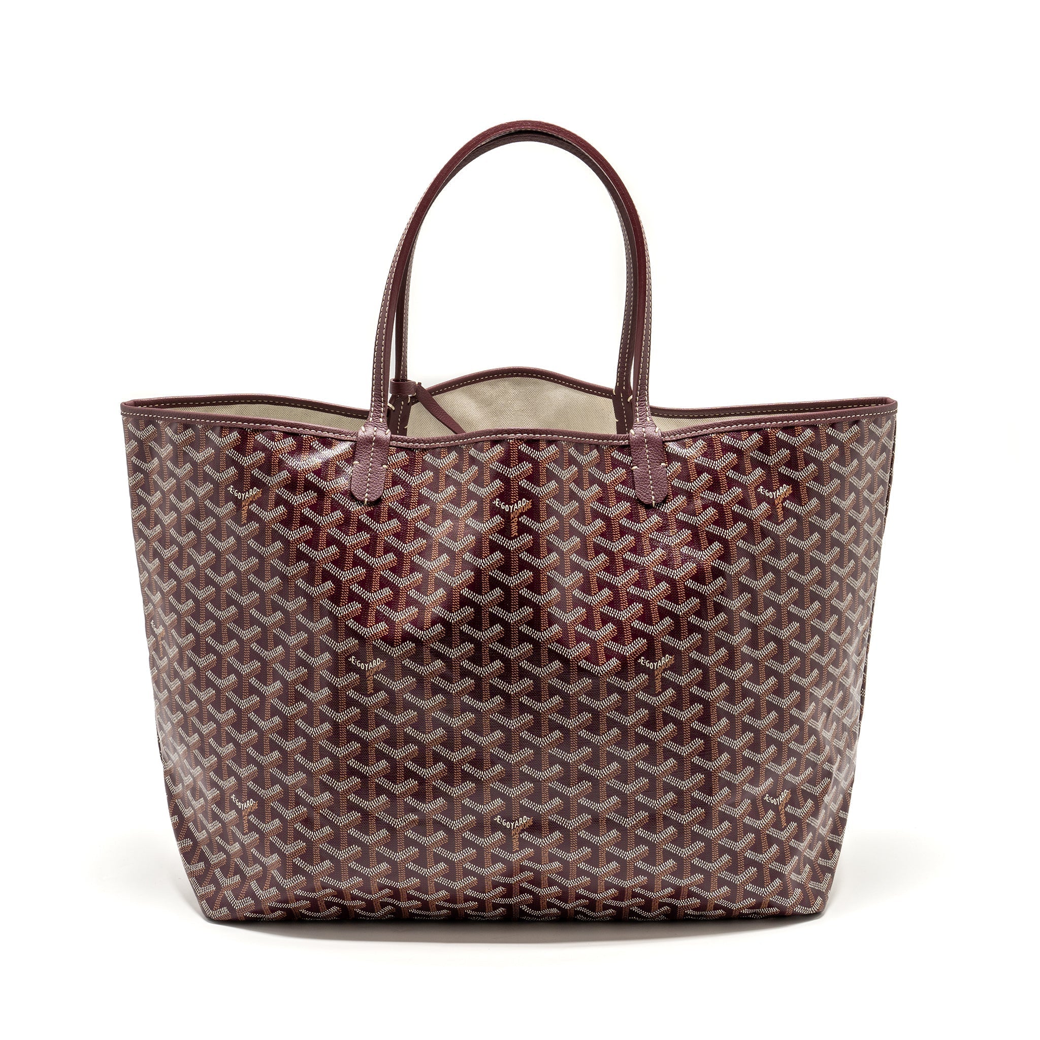 GOYARD SAINT LOUIS GM TOTE BAG GOYARDINE CANVAS/CALFSKIN BURGUNDY SHW
