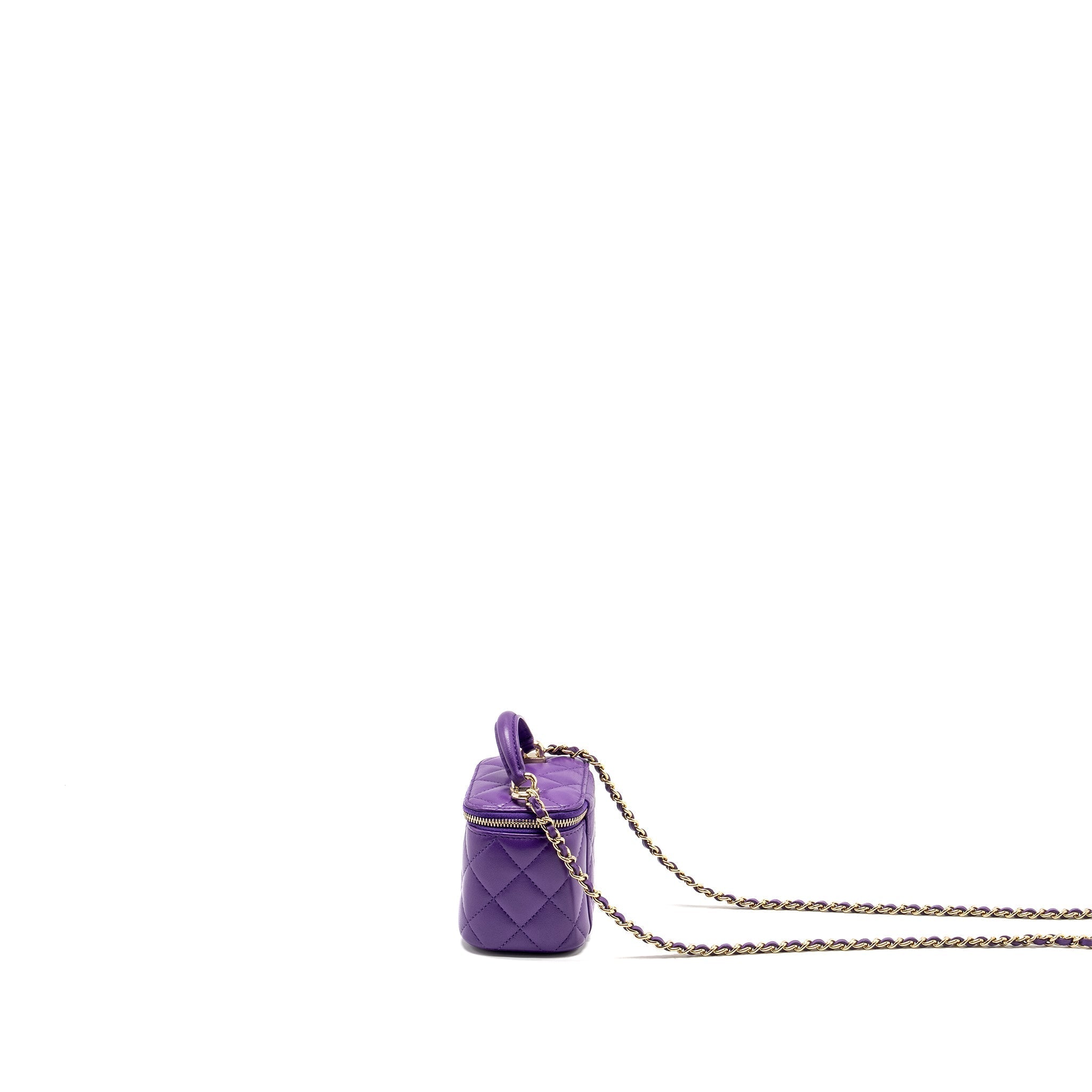 CHANEL 22A MINI VANITY CASE LAMBSKIN PURPLE LGHW (MICROCHIP)