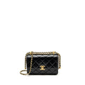 CHANEL 24C GOLD CRUSH MINI FLAP BAG CALFSKIN BLACK GHW (MICROCHIP)