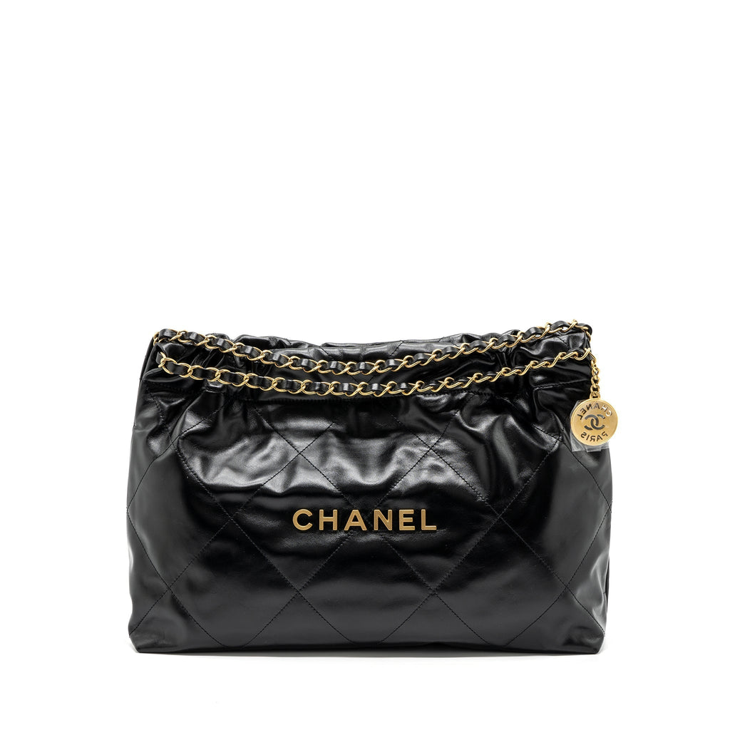 CHANEL 24C 22 BAG CALFSKIN BLACK GHW (MICROCHIP)