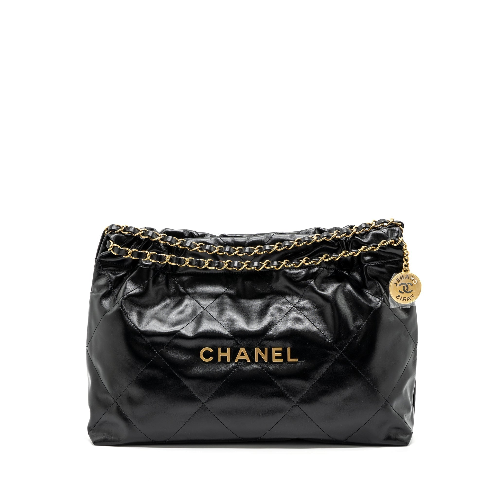 CHANEL 24C 22 BAG CALFSKIN BLACK GHW (MICROCHIP)