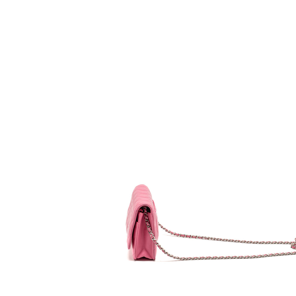 CHANEL CLASSIC WALLET ON CHAIN LAMBSKIN PINK SHW