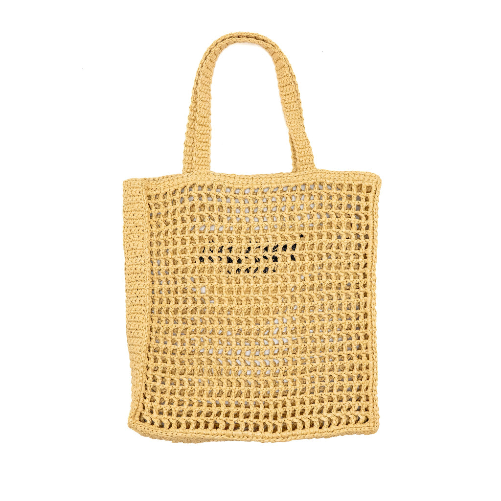 Prada Crochet raffia tote bag beige