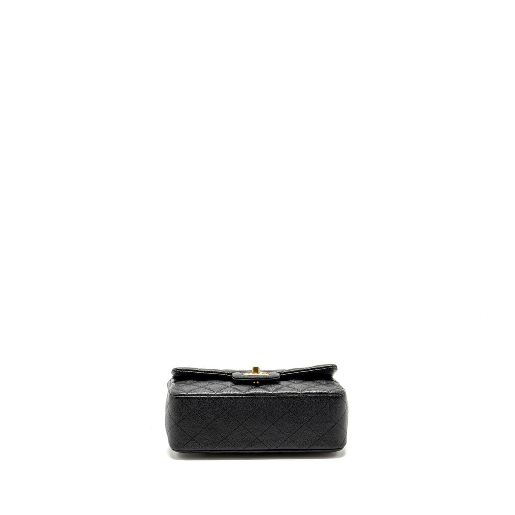 CHANEL TOP HANDLE MINI RECTANGULAR FLAP BAG CAVIAR BLACK GHW