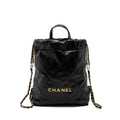 CHANEL 22 BACKPACK SHINY CALFSKIN BLACK GHW(MICROCHIP)