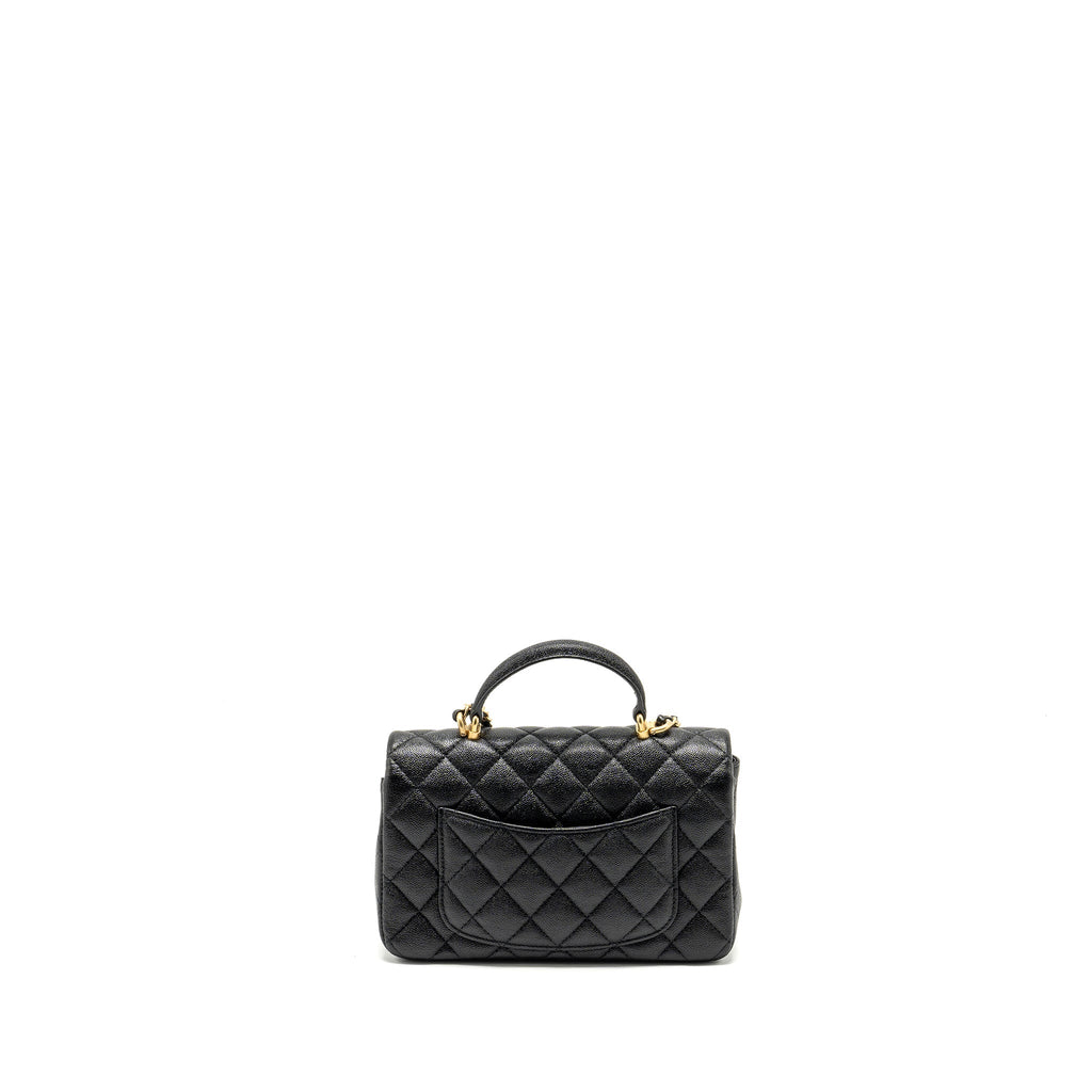 CHANEL TOP HANDLE MINI RECTANGULAR FLAP BAG CAVIAR BLACK GHW