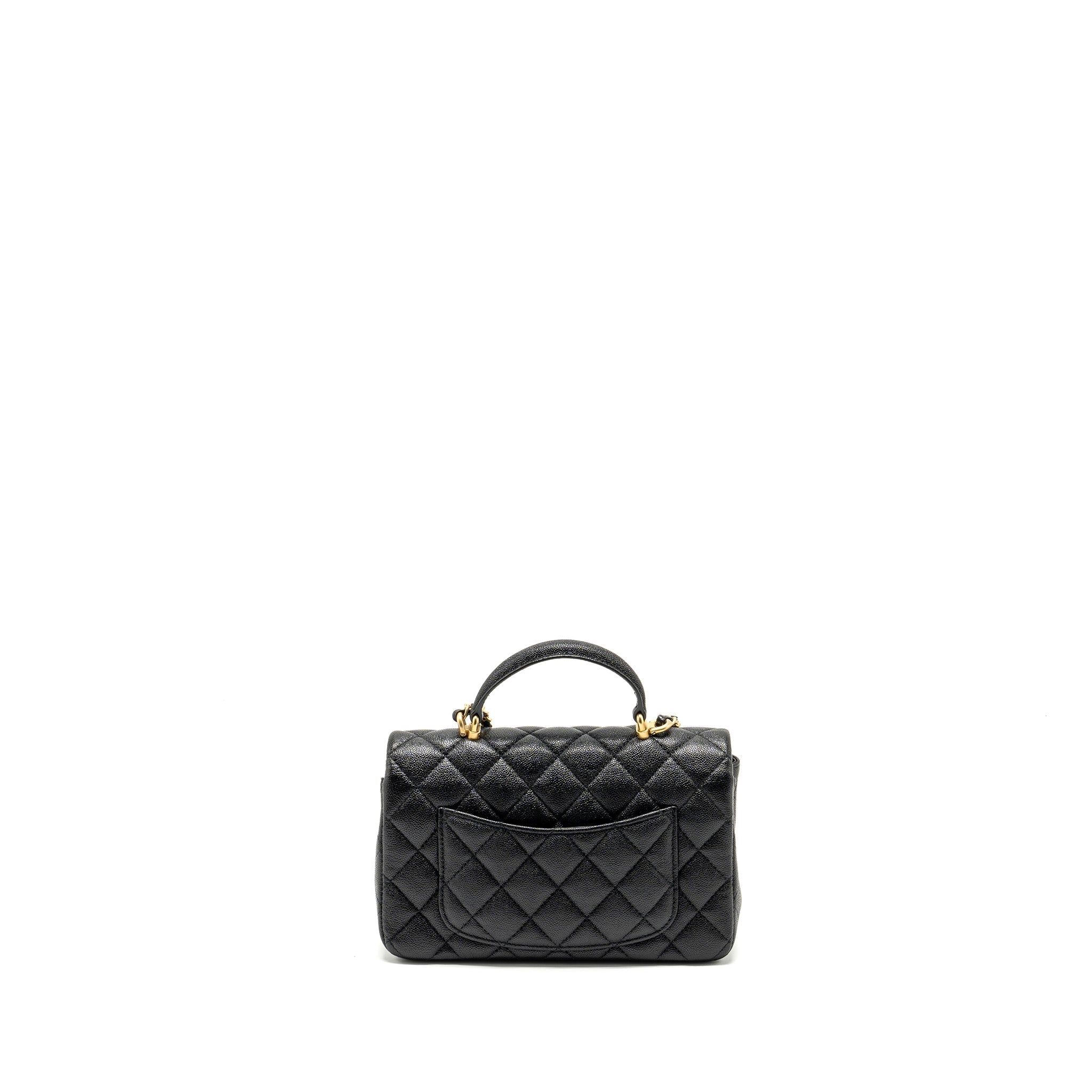 CHANEL TOP HANDLE MINI RECTANGULAR FLAP BAG CAVIAR BLACK GHW