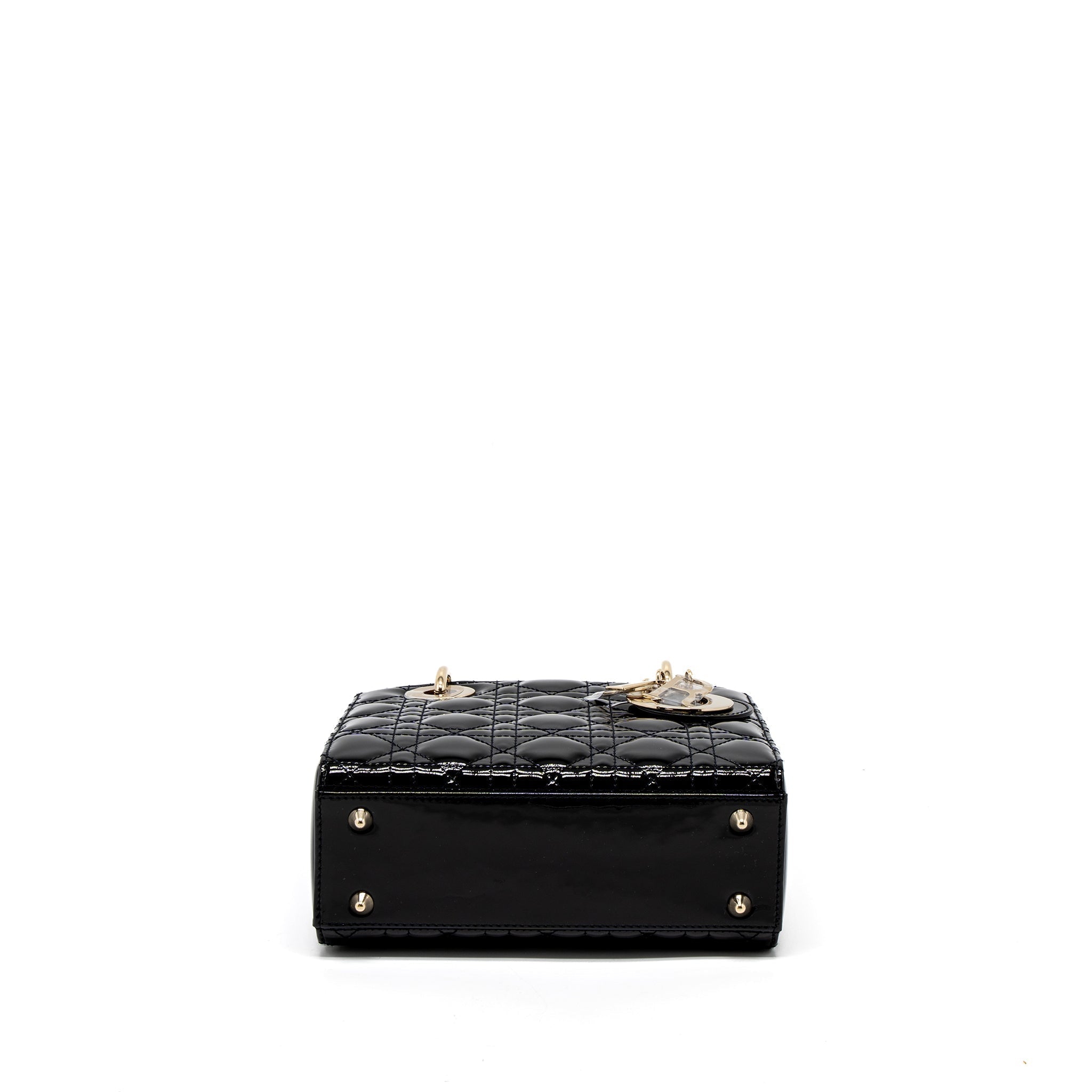 DIOR SMALL LADY DIOR BAG PATENT BLACK LGHW