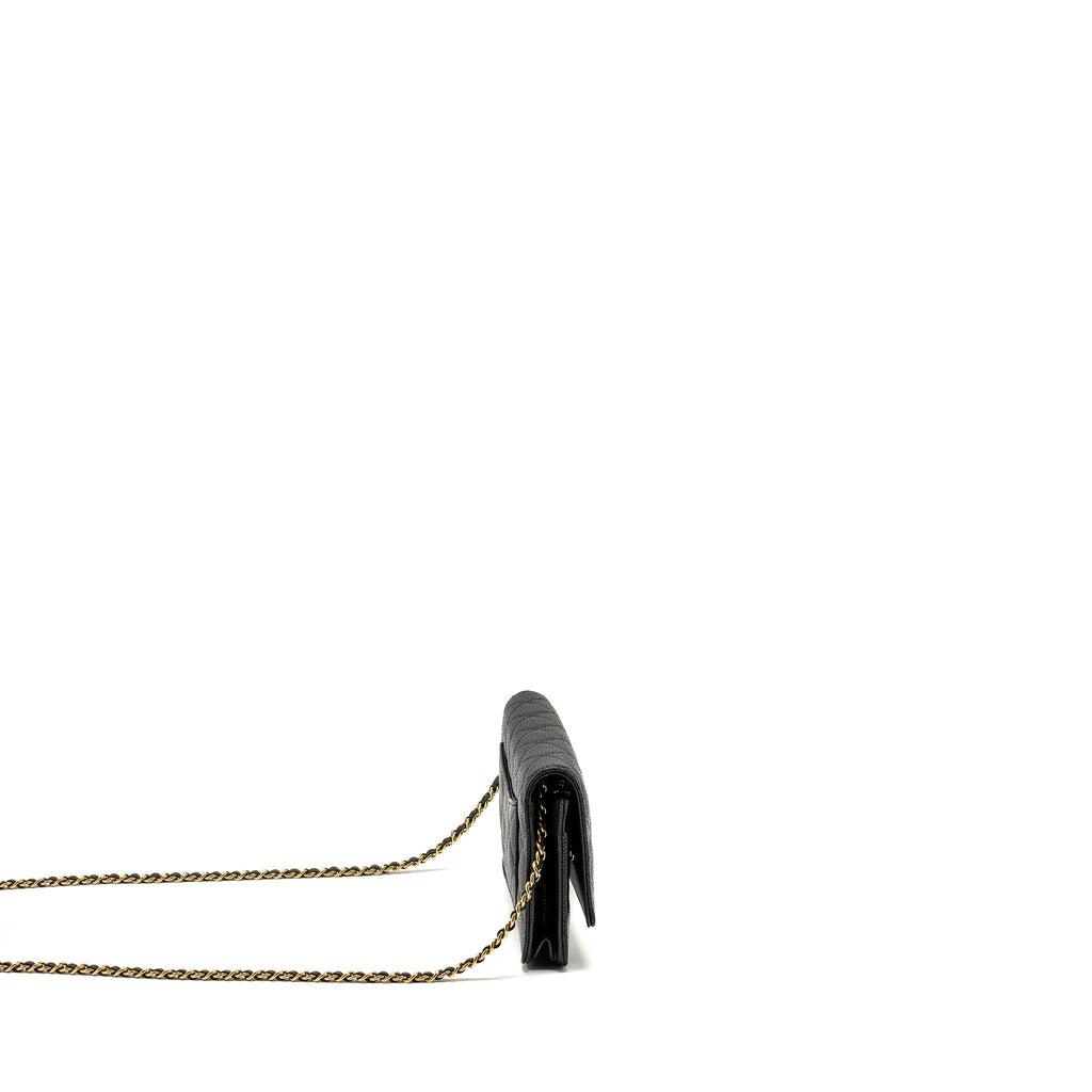 CHANEL CLASSIC WALLET ON CHAIN CAVIAR BLACK GHW (MICROCHIP)