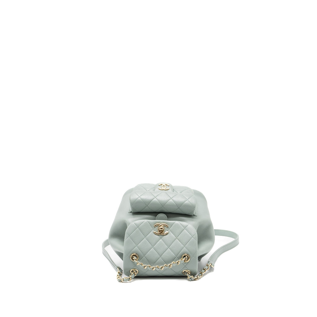 CHANEL 23C MINI DUMA BACKPACK CALFSKIN LIGHT GREY LGHW (MICROCHIP)
