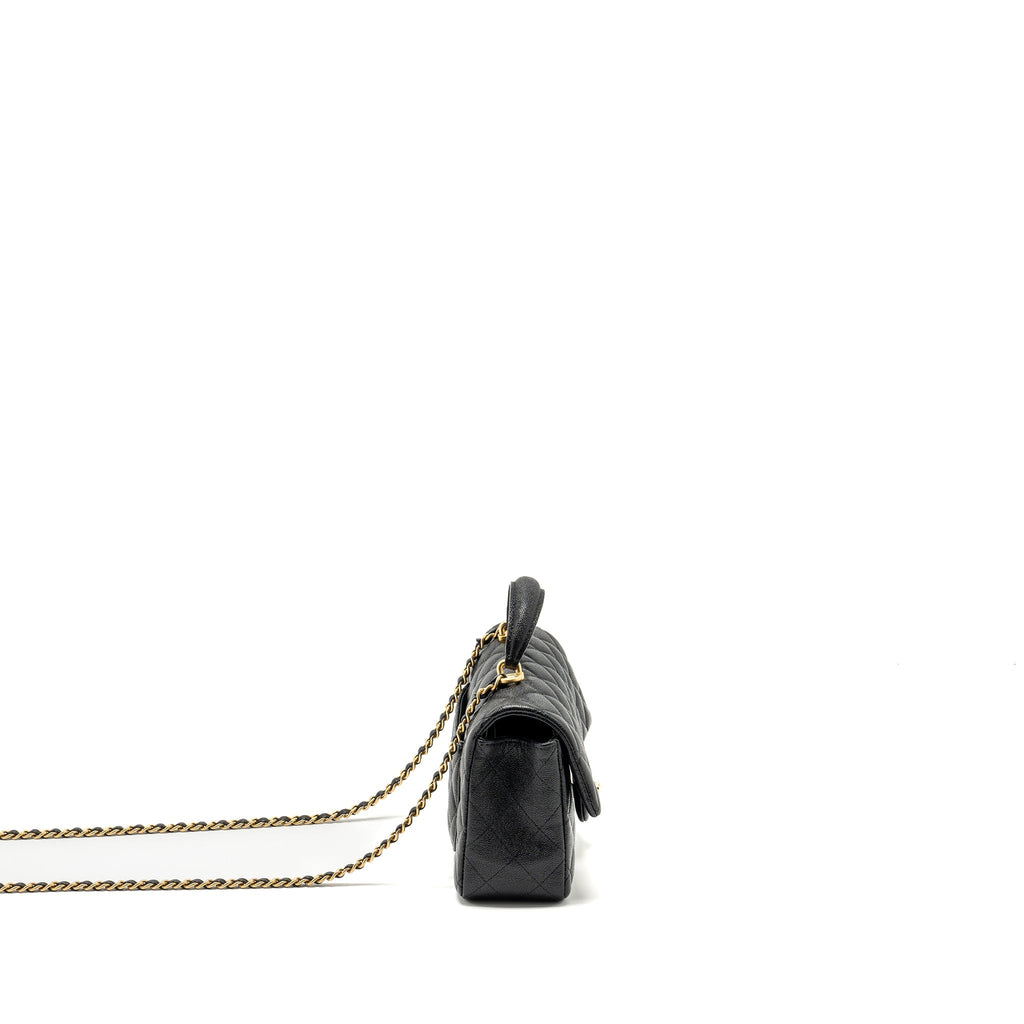 CHANEL TOP HANDLE MINI RECTANGULAR FLAP BAG CAVIAR BLACK GHW