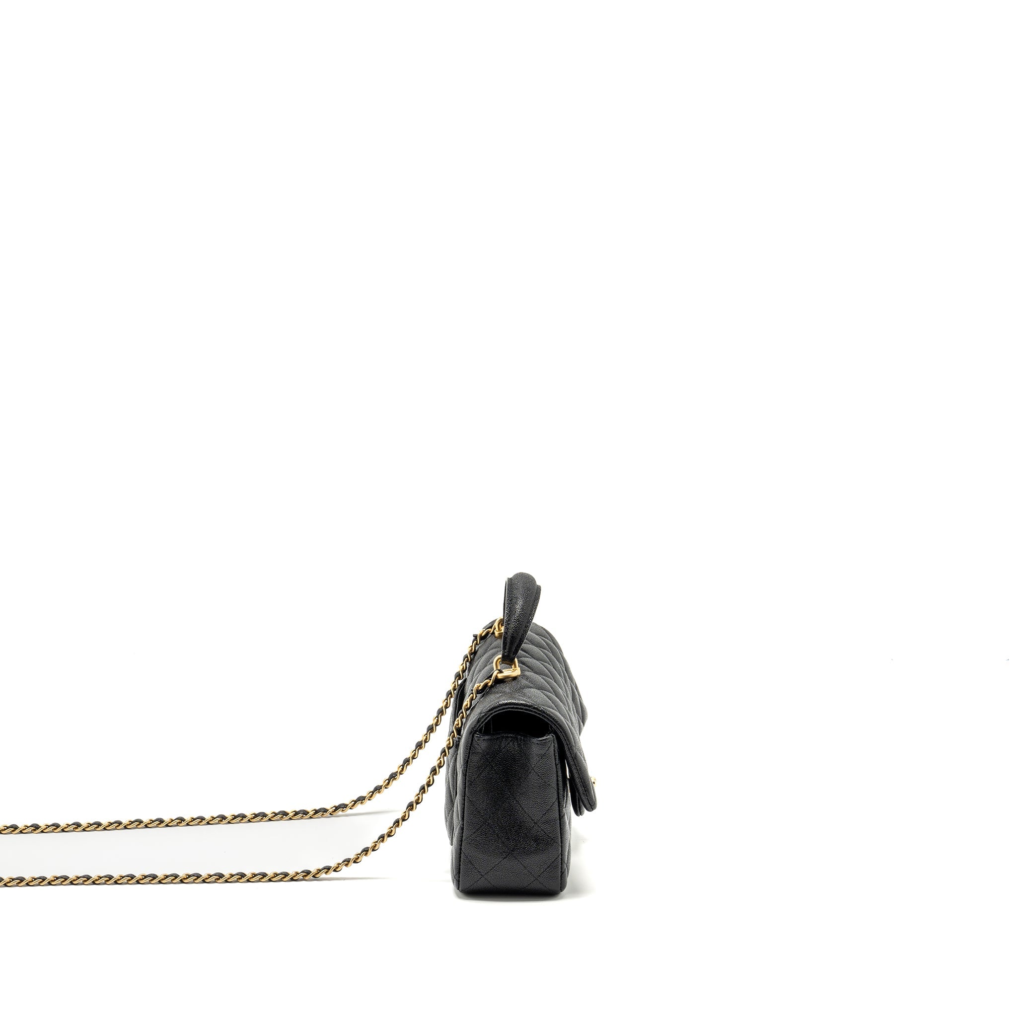 CHANEL TOP HANDLE MINI RECTANGULAR FLAP BAG CAVIAR BLACK GHW