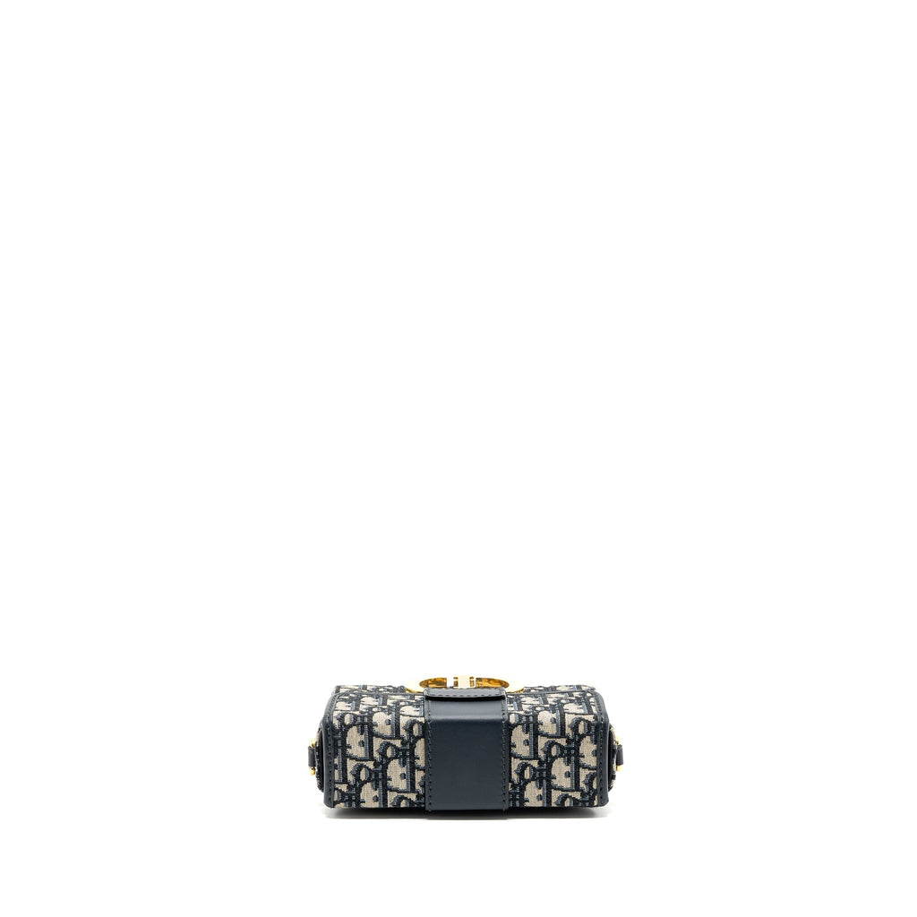 DIOR MINI 30 MONTAIGNE BOX BAG CANVAS / CALFSKIN BLUE OBLIQUE JACQUARD GHW