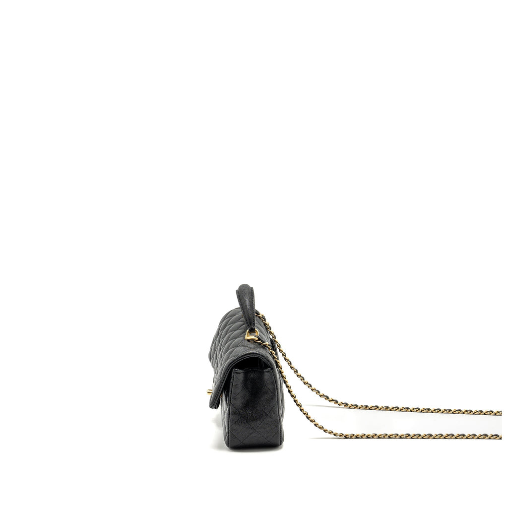 CHANEL TOP HANDLE MINI RECTANGULAR FLAP BAG CAVIAR BLACK GHW