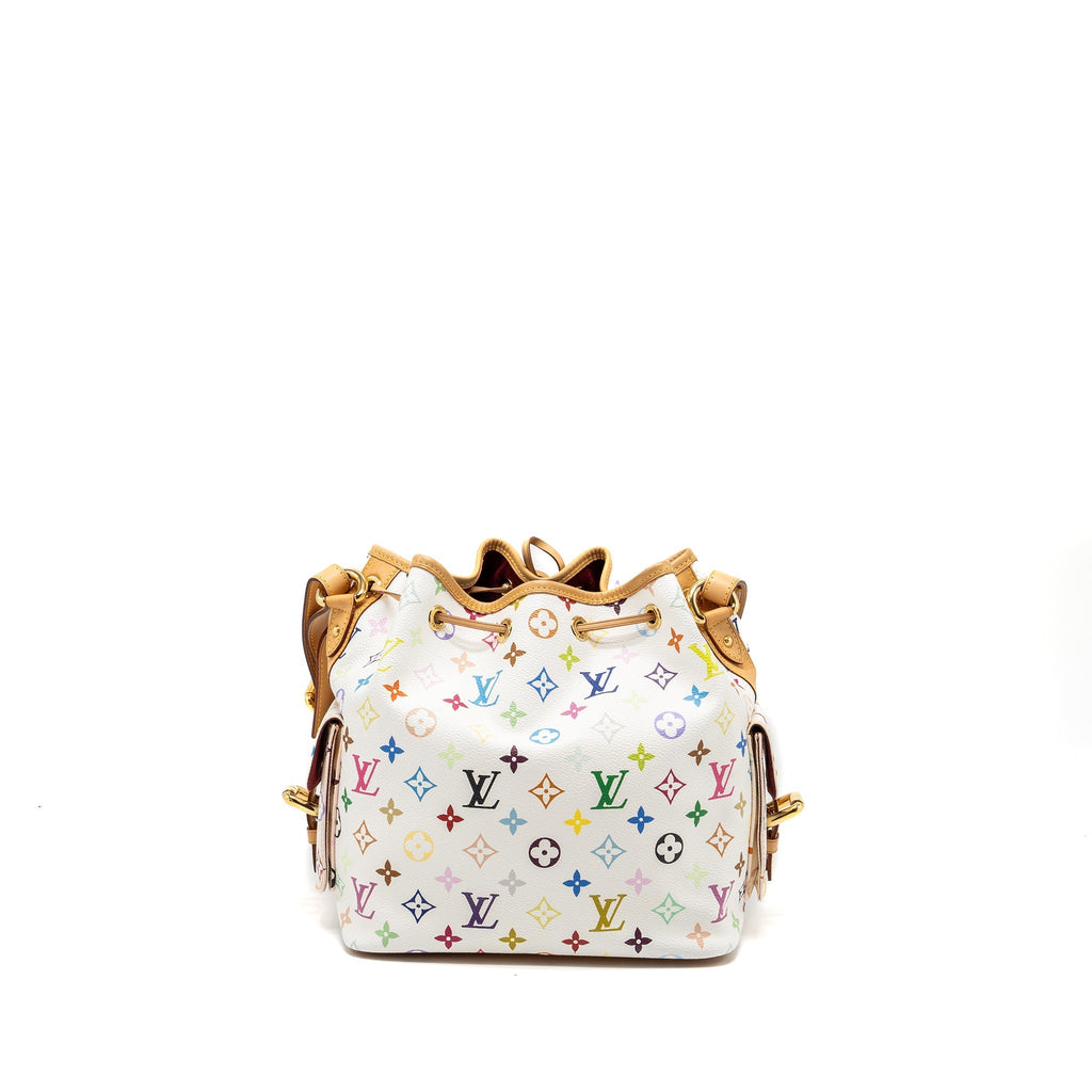 LOUIS VUITTON PETIT NOE WHITE MULTICOLOUR MONOGRAM CANVAS GHW