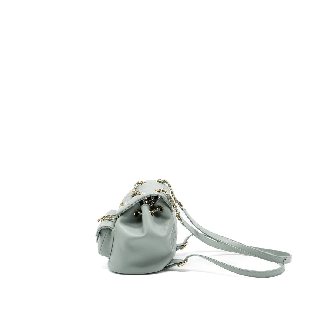 CHANEL 23C MINI DUMA BACKPACK CALFSKIN LIGHT GREY LGHW (MICROCHIP)