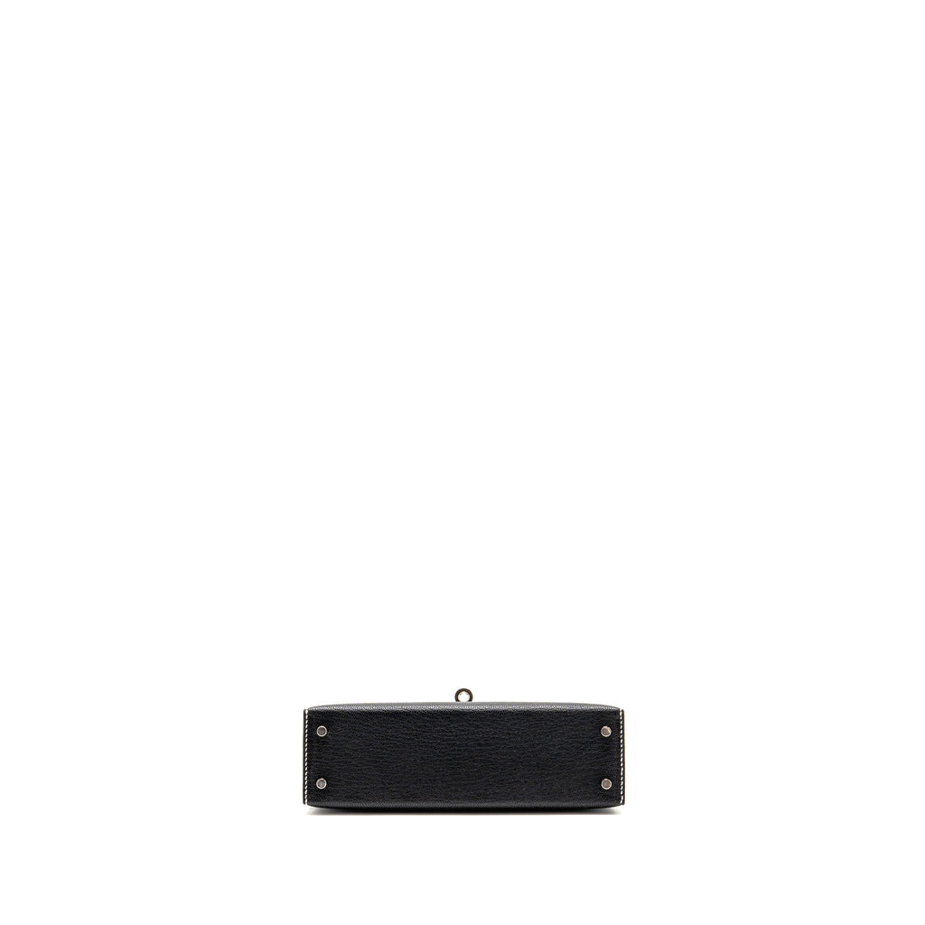 Hermes Mini Kelly II Special Order Chèvre Mysore Black/Lime SHW