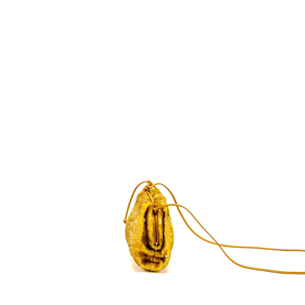 BOTTEGA VENETA MINI POUCH SEQUIN GOLD GHW