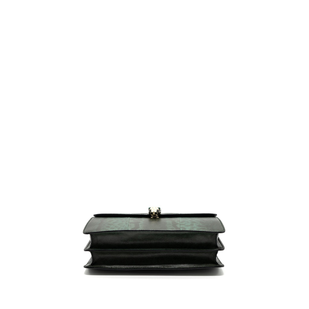 BVLGARI SERPENTI FOREVER FLAP BAG SHINY KARUNG GLACIER GREEN LGHW