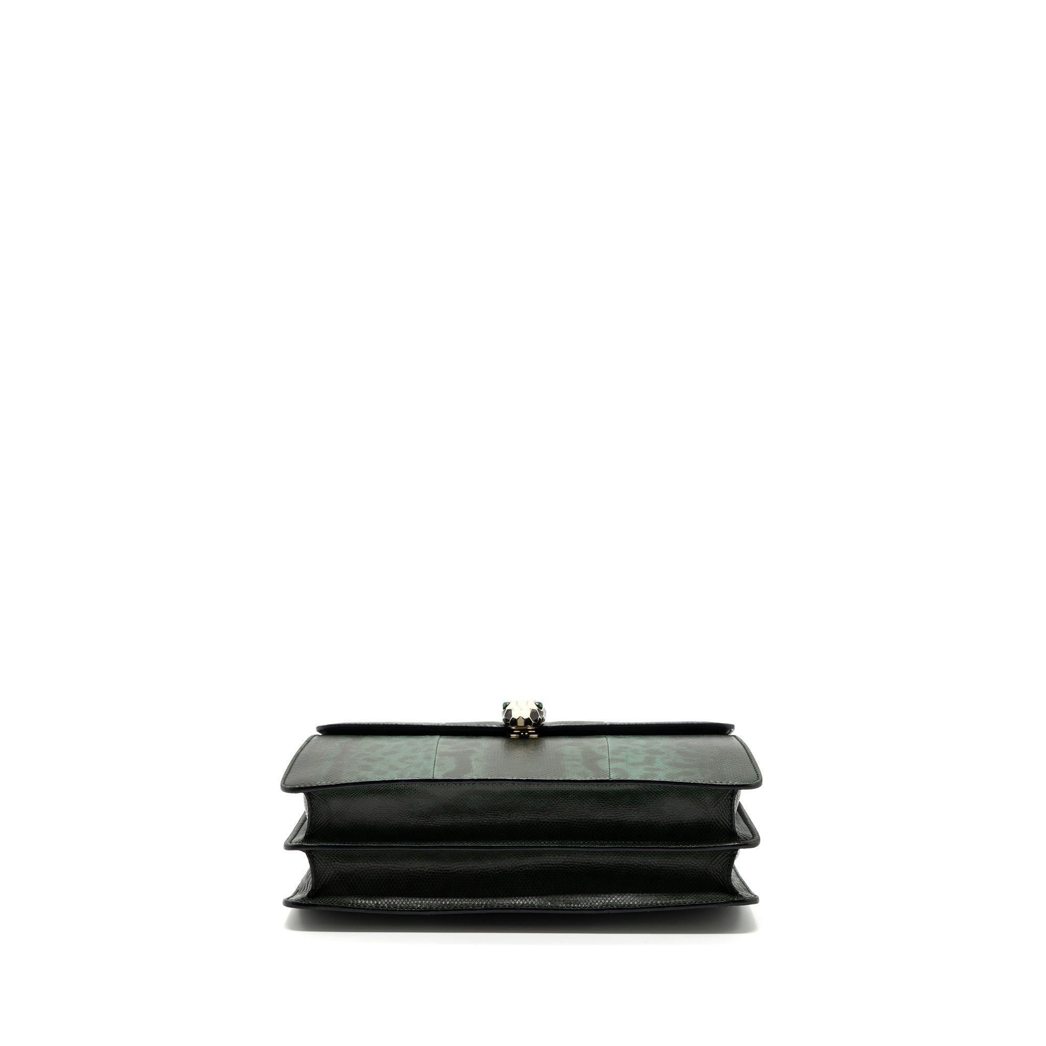 BVLGARI SERPENTI FOREVER FLAP BAG SHINY KARUNG GLACIER GREEN LGHW