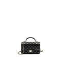 CHANEL TOP HANDLE MINI RECTANGULAR FLAP BAG LAMBSKIN BLACK LGHW (MICROCHIP)