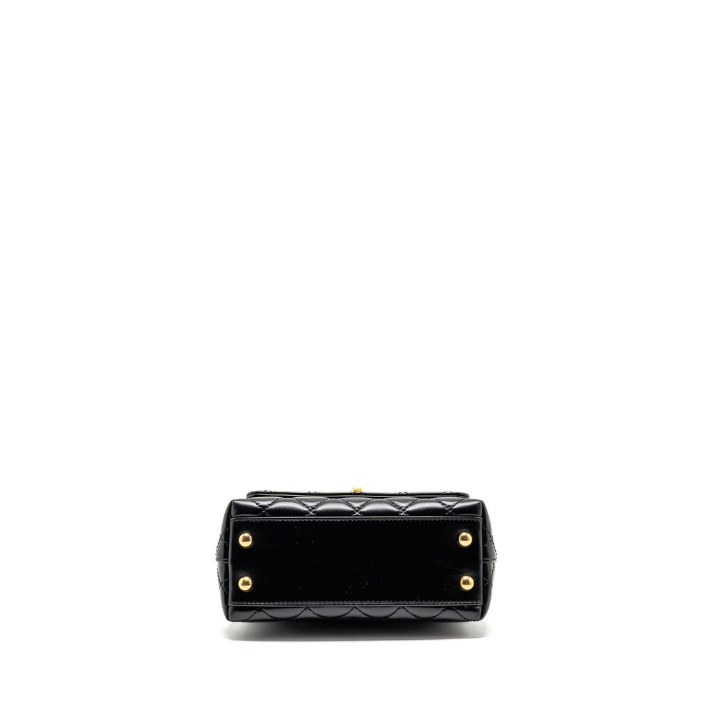 CHANEL METAL TOP HANDLE COCO HANDLE MINI SHINY CALFSKIN BLACK GHW (MICROCHIP)