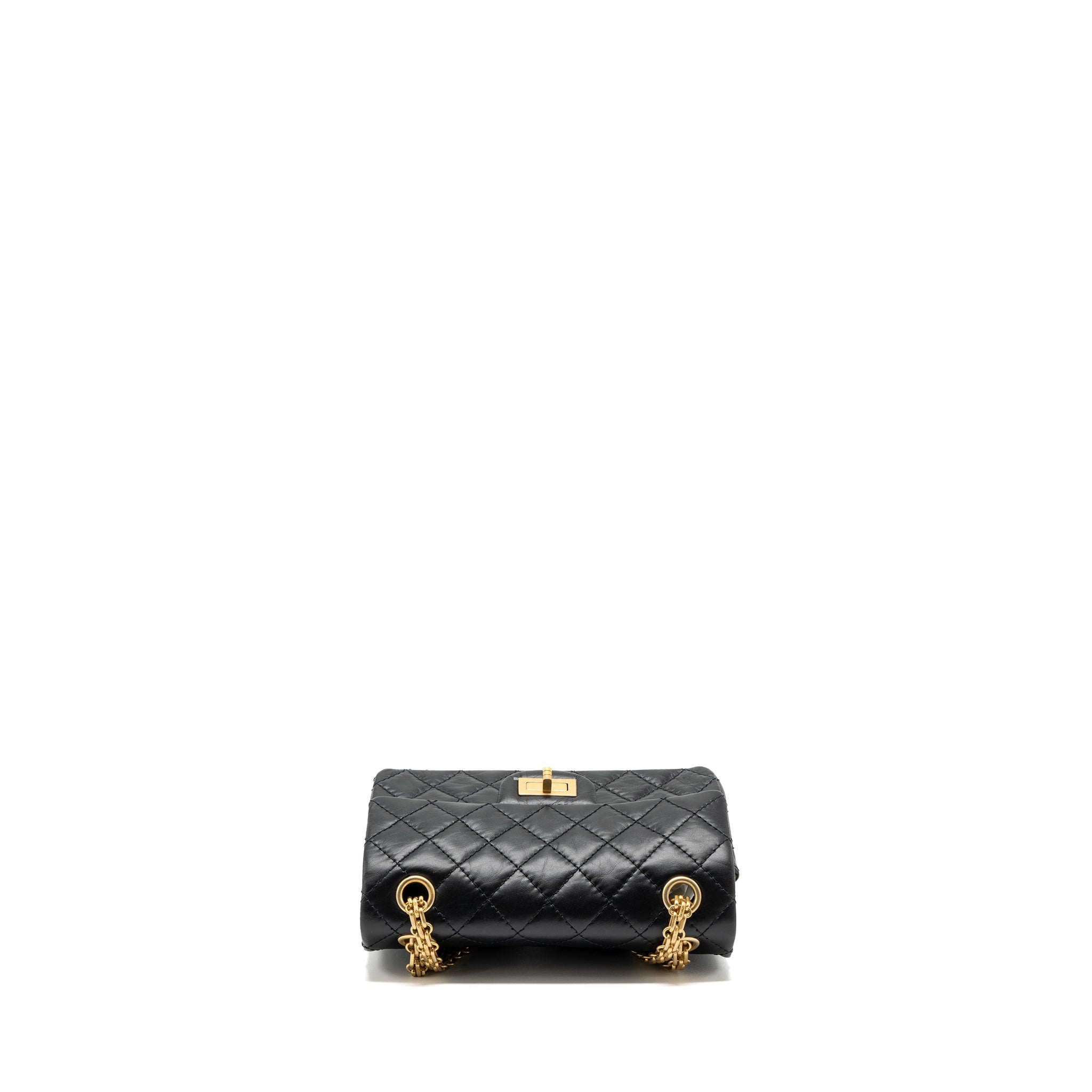 CHANEL MINI 2.55 REISSUE AGED CALFSKIN BLACK BRUSHED GHW(MICROCHIP)