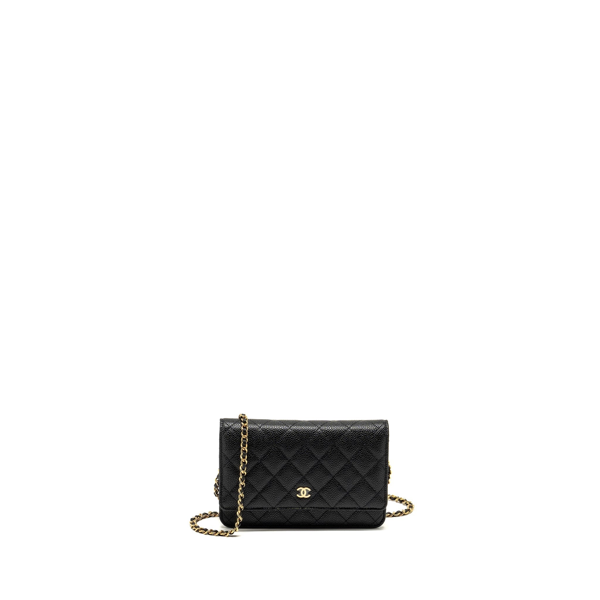 CHANEL CLASSIC WALLET ON CHAIN CAVIAR BLACK GHW (MICROCHIP)