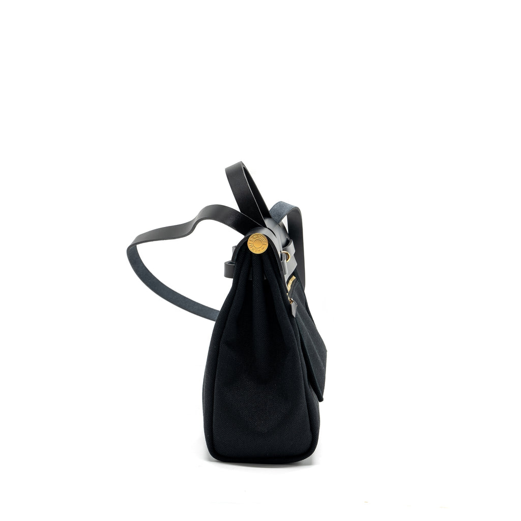 HERMES HERBAG 31 ZIP BAG CANVAS/ HUNTER BLACK GHW